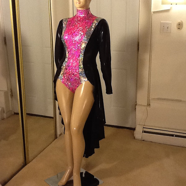 HOT PINK (or 5 additional colors) AND BLACK LEOTARD – MORGAN WELLS DRAG  CLOSET