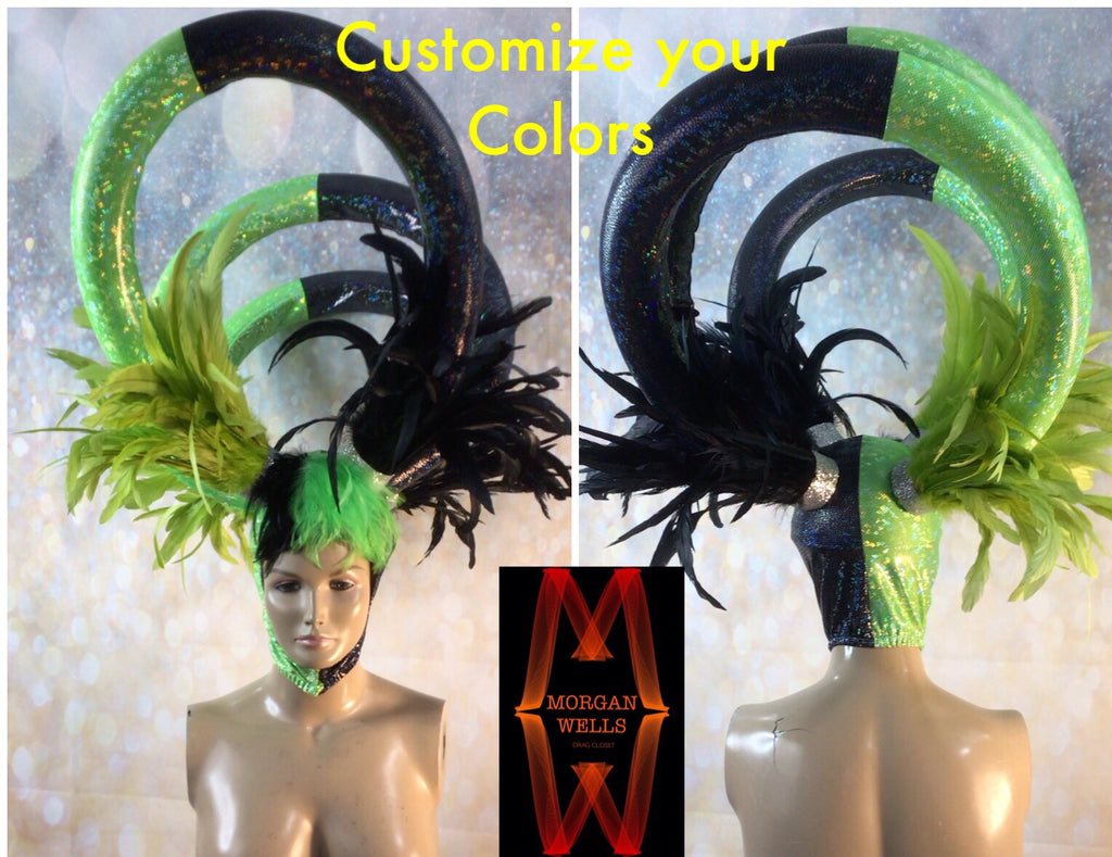 TRIPLE HOOP TWO TONE HEADPIECE WITH FEATHERS