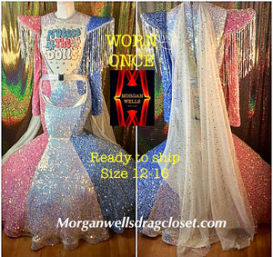 WORN ONCE READY TO SHIP PROTECT THE DOLL SEQUIN LEOTARD  AND MATCHING BALL SKIRT SIZE 12-16