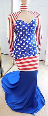 DRAG QUEEN MORGAN WELLS DESIGNS STARS STRIPES PATRIOTIC DRESS MORGAN WELLS DRAG CLOSET