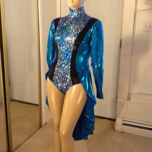 TURQUOISE AND BLACK HOLOGRAM LEOTARD