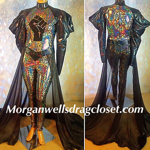 BLM BLACK AND SILVER HOLOGRAM CATSUIT!