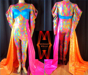 NEON CAMOUFLAGE HOLOGRAM SPANDEX  CATSUIT