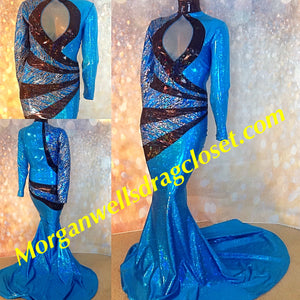 TURQUOISE AND BLACK HOLOGRAM SPARKLE STRETCH DRESS!