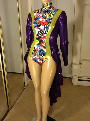 GRAFFITI PRINT AND PURPLE DANCE COSTUME