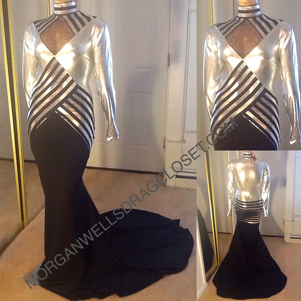 SILVER AND BLACK SPARKLE DRESS