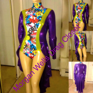 GRAFFITI PRINT AND PURPLE DANCE COSTUME