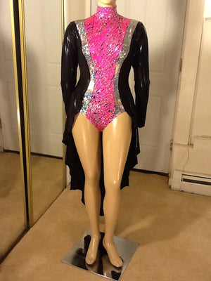 HOT PINK (or 5 additional colors) AND BLACK LEOTARD